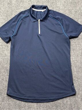 Orlebar Brown Polo Mens Large Blue Sebastian Sport Zip Performance Smart Casual